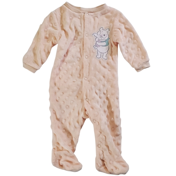 Disney Other - K1157 * Disney Baby Winnie the Pooh Footed Bodysuit Light Pink Size 0/3M